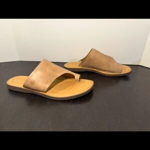 Born Hinti Leather Toe Loop Slide Leather Sandals Natural Womans 11M